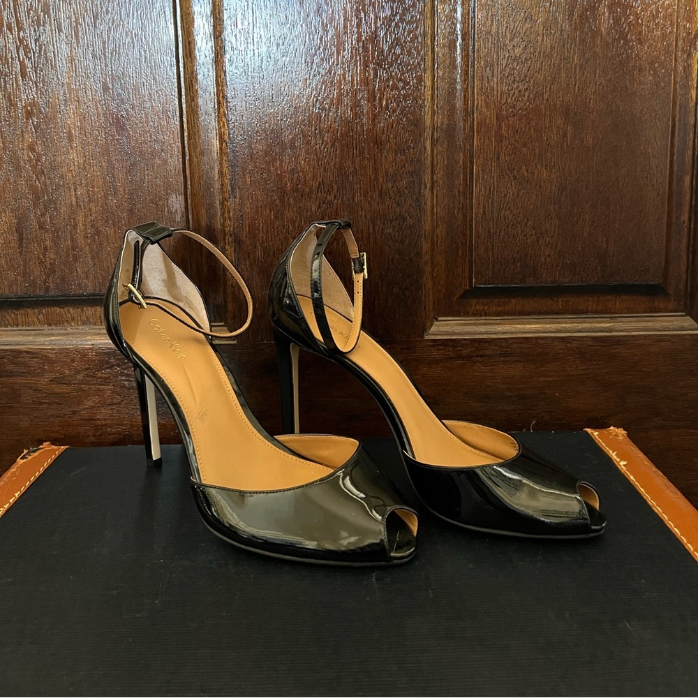 Calvin Klein Sirena Peep Toe Ankle Strap Pumps